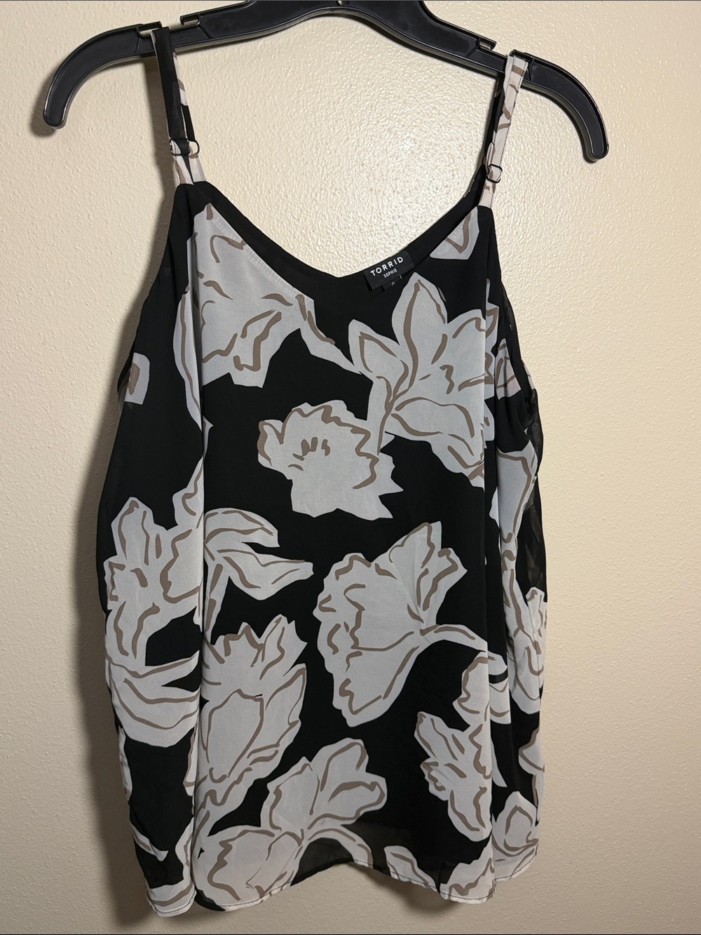 torrid Black Floral V-Neck Camisole with Cream Blooms